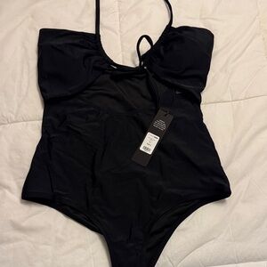 Fashion Nova Charcoal One-Piece Swimsuit